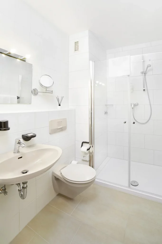 Badezimmer im Doppelzimmer vom Hotel Wermelt